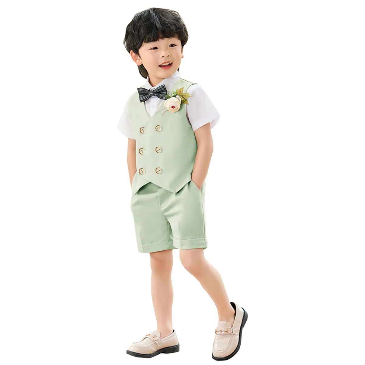 LOLANTA Completo Estivo per Ragazzi, Set di Gilet Doppiopetto, Abbigliamento Elegante per Cerimonia 2-11 Anni