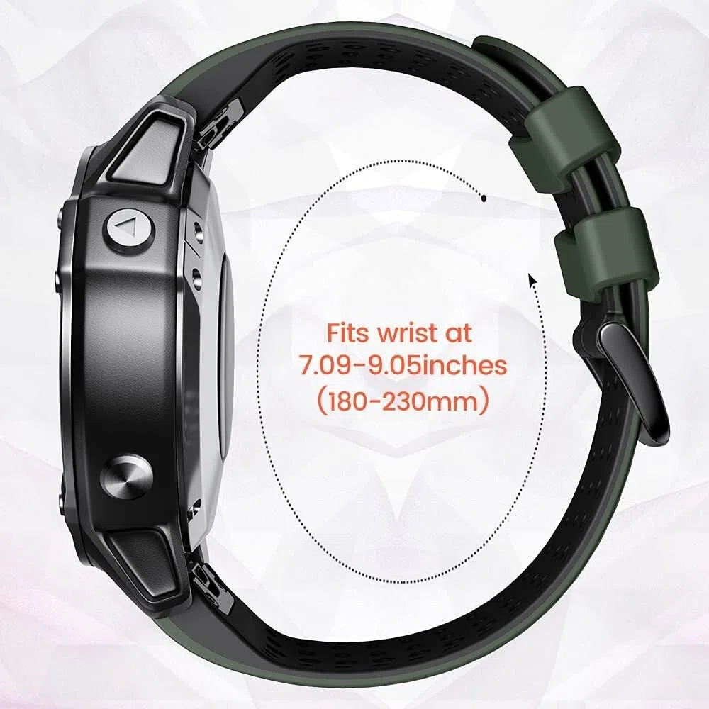 per Garmin Fenix ​​8X Fenix ​​7X Cinturino Sportivo in Silicone Cinturino di Ricambio da 26 mm per Fenix ​​6X/6X Pro/5X Plus/Tactix 7 PRO/Enduro 2/Fenix ​​3/Descent Mk2