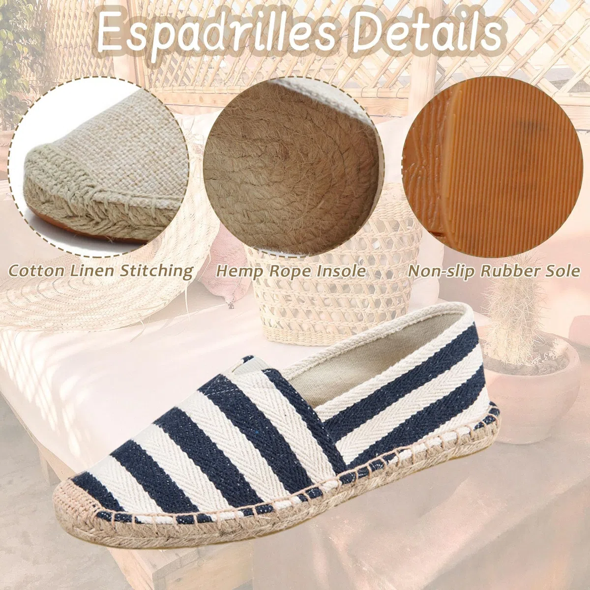Morbuy Scarpe Espadrillas Basse Classiche per Uomo e Donna, 35-45 Espadrillas Flats Slip On in Tela Elegante Comodo Leggere Scarpe Basse ed Estive con Suola in Juta e Gomm