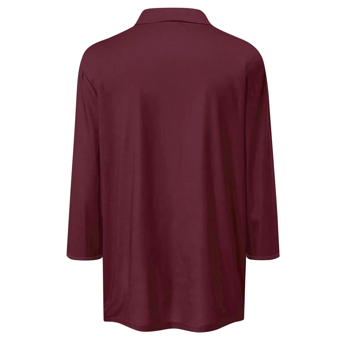 Maglietta a maniche a 3/4, da donna, a tinta unita, con colletto polo, a tre quarti, casual, leggera, traspirante, comoda, femminile, elegante