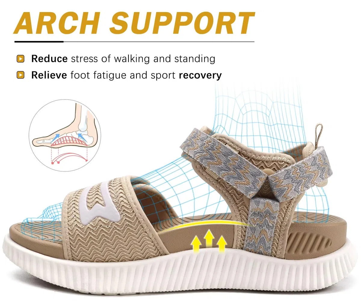KuaiLu Sandali Trekking Donna Comode Camminata Ortopediche Fascite Plantare Arch Support Sportivi Sandalo Estive Leggero Regolabile