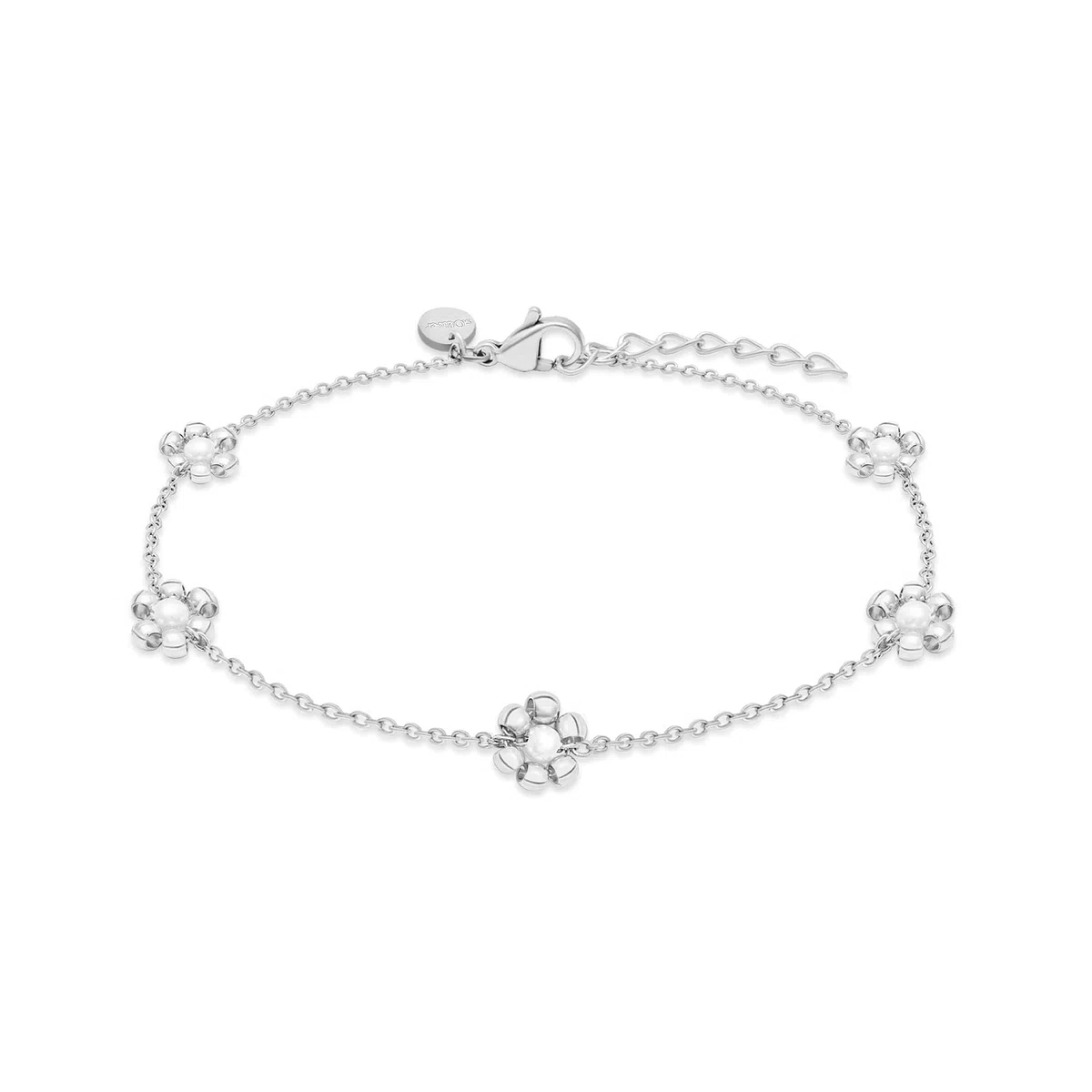 s.Oliver Anklet – Elegante cavigliera in acciaio inox lucido – argento – catena rolò regolabile fino a 27 cm – impermeabile e delicato sulla pelle