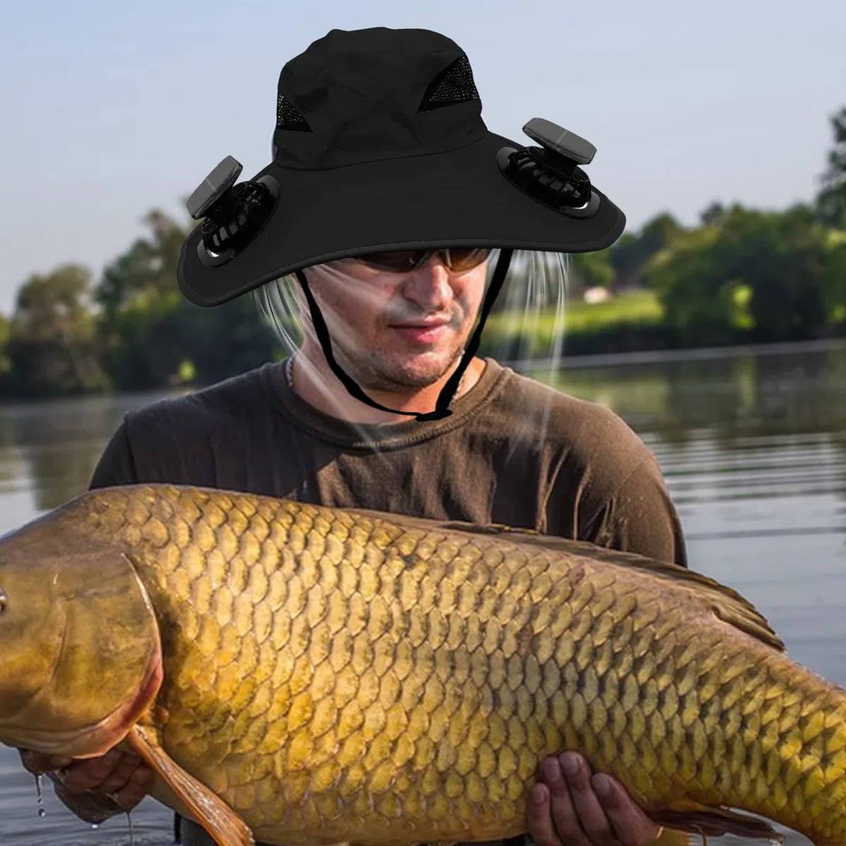 Cappello Ventilatore Solare Cappello da Pesca Esterno UPF50+ | Copricapo Rinfrescante per Sport Viaggio Spiaggia Pesca Escursioni Campeggio