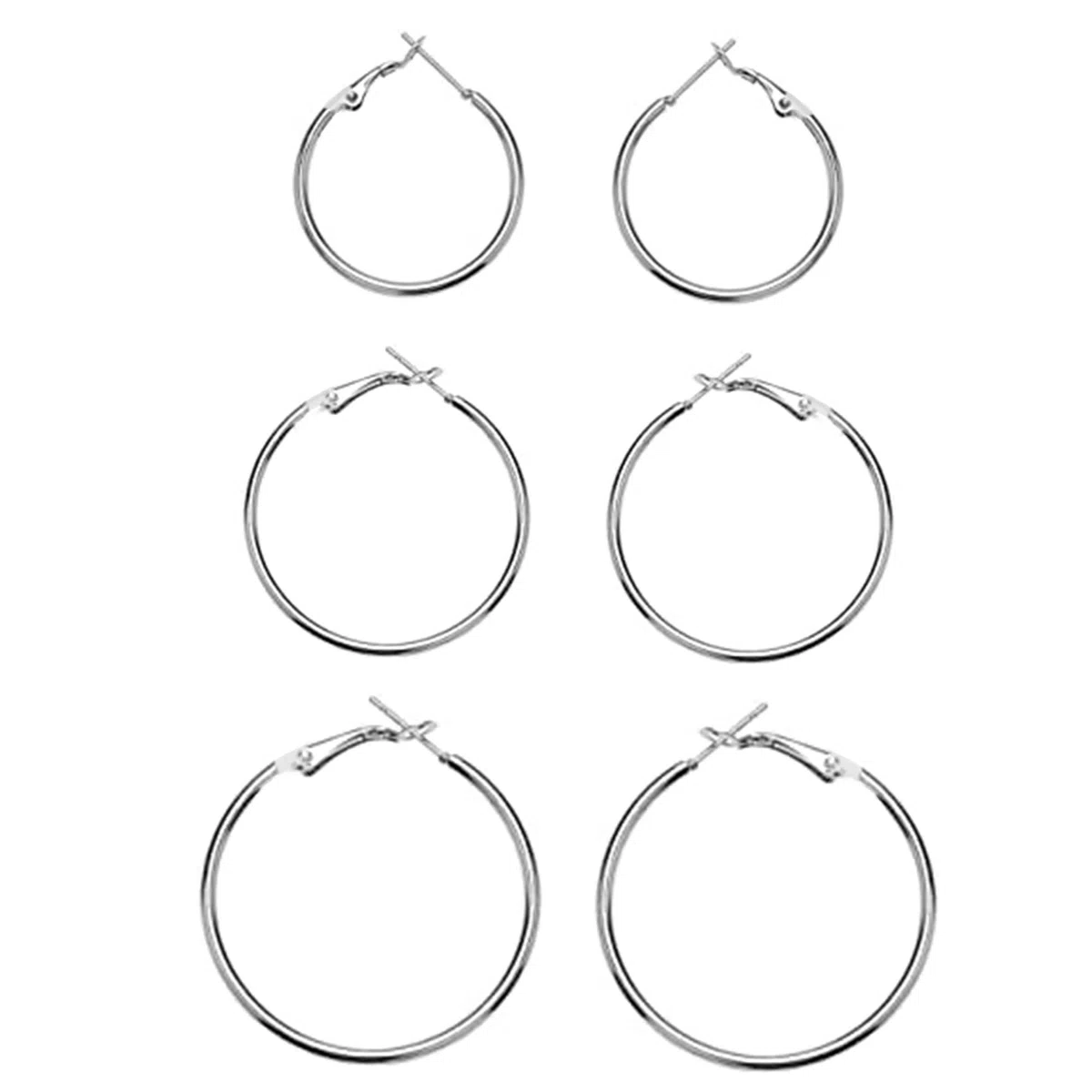 Set di 3 paia di orecchini a cerchio in argento Sterling 925, grandi orecchini a cerchio senza frizione, da donna 40, 50 e 60 mm
