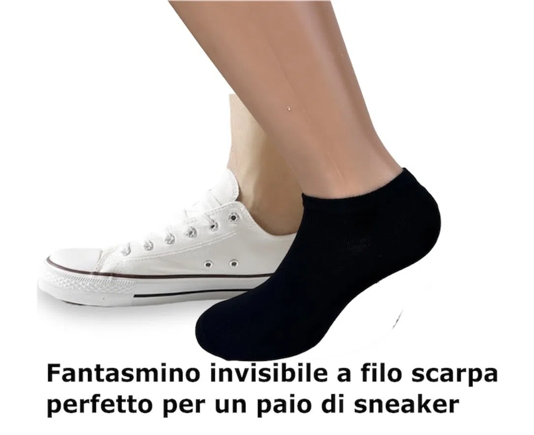 Lucchetti Socks Milano 6 Paia Calzini Fantasmini Uomo in Cotone, Invisibili e Traspiranti con Antiscivolo (IT, Numero, 43, 46, Regular, Regular, 6 PAIA BLU)