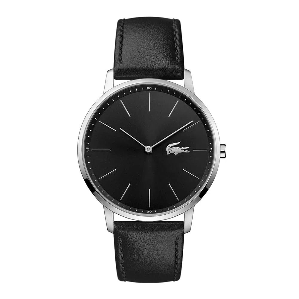 Lacoste Orologio Analogico al Quarzo da Uomo Collezione MOON con Cinturino in Pelle Nero - 2011016