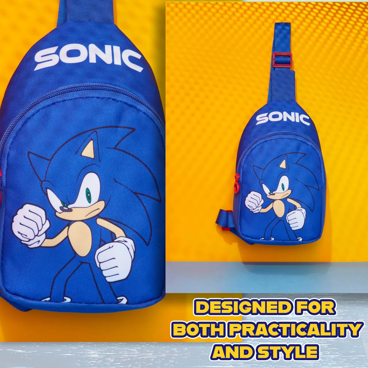 Get Trend SONIC THE HEDGEHOG Borsa Tracolla Bambino, Scomparto con Cerniera e Tracolla Regolabile, Idea Regalo per Gamer