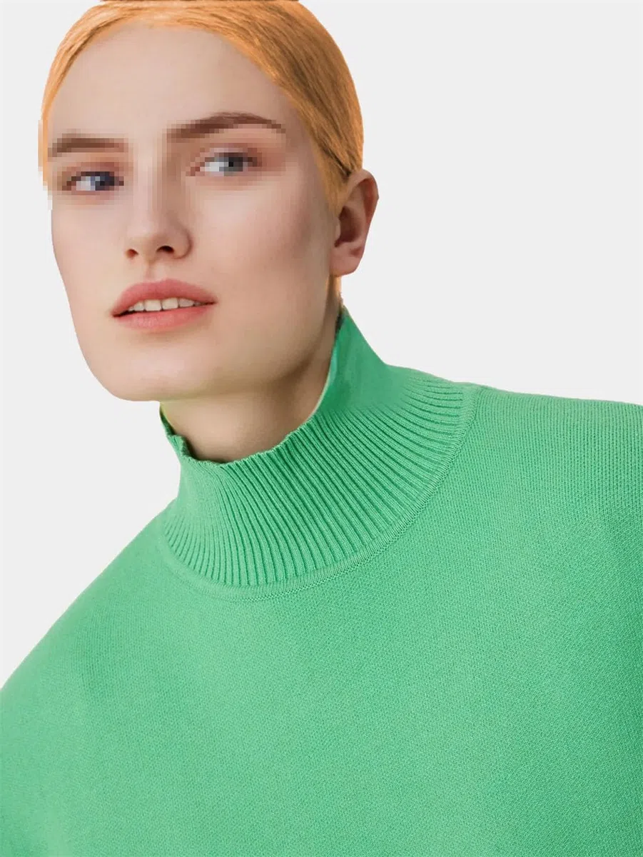 Maglione da donna a collo alto, a maniche lunghe, lavorato a maglia