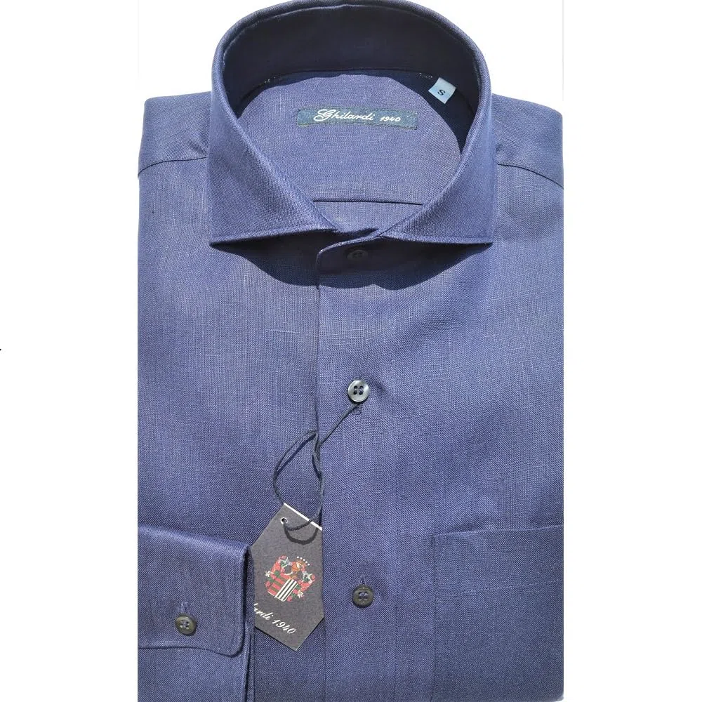 Camicia Uomo in 100% Lino Blu 103