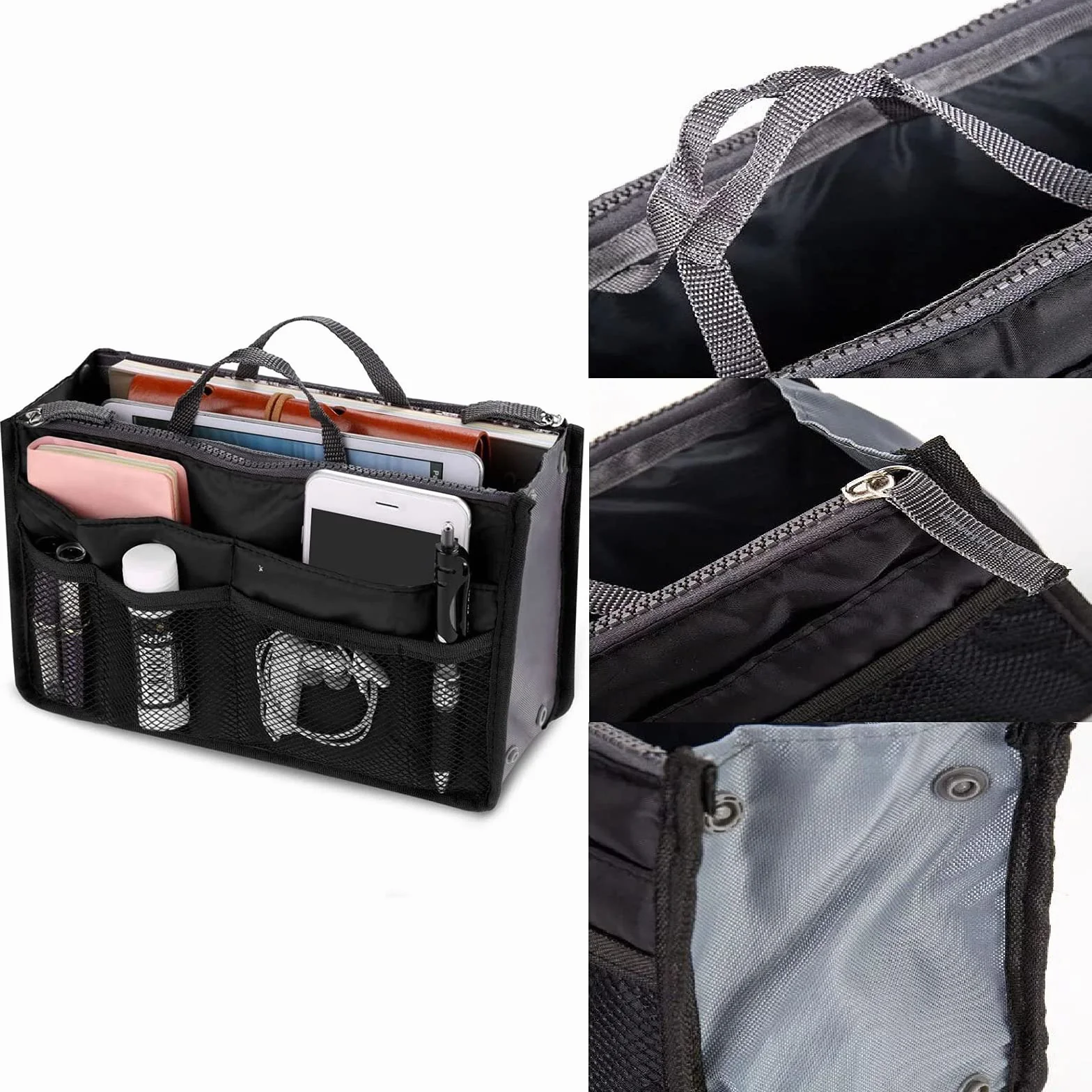YUEMING Organizer Borsa, Donna Organizzatore Viaggio Borse, Borsa con 13 Tasche Espandibile con Chiusura a Cerniera per Doppio Manico Porta Accessori Cosmetici, Telefono, Trucco