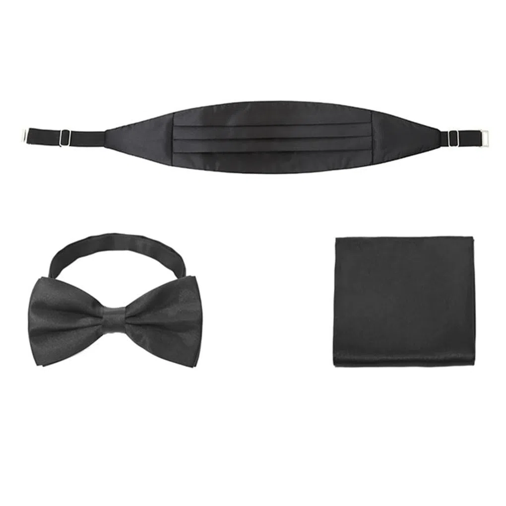Set di fasce da uomo con fazzoletto quadrato e papillon, per smoking, matrimonio, cintura da cerimonia