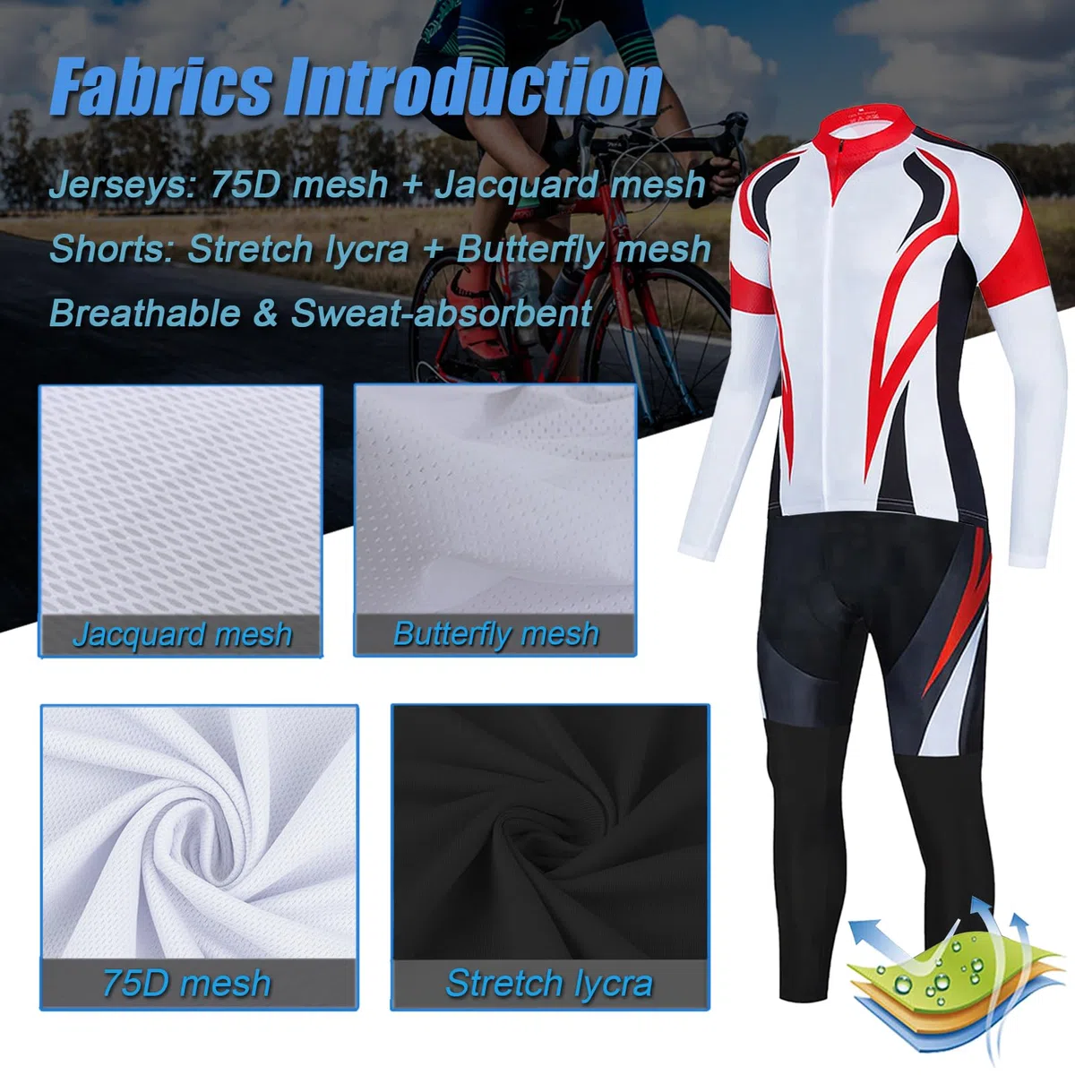 Abbigliamento Ciclismo Donna Completo Bici MTB,Maglia Ciclista Maglietta Ciclo Maniche Lunghe Giacca Manica Lunga e Salopette Pantaloni con 19D Gel Imbottiti,Tuta da Bicicletta Asciugatura Rapida