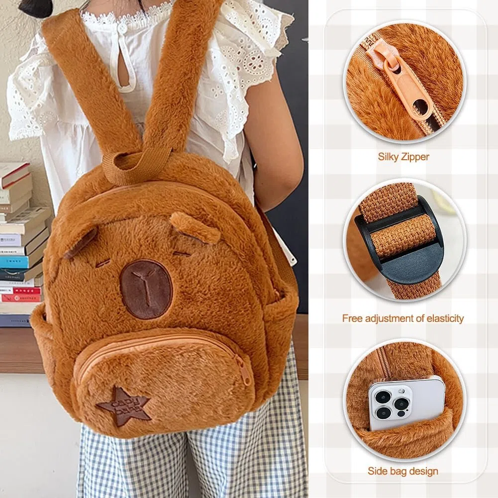 Capybara Zaino per Bambini, Zainetti Peluche Cartoon Zaino Scuola Cartone Animato Borse Scuola Materna Zainos Casual Animali Borsa Bag Carino Backpackper Zainetto Casual Scuolas per Bambini