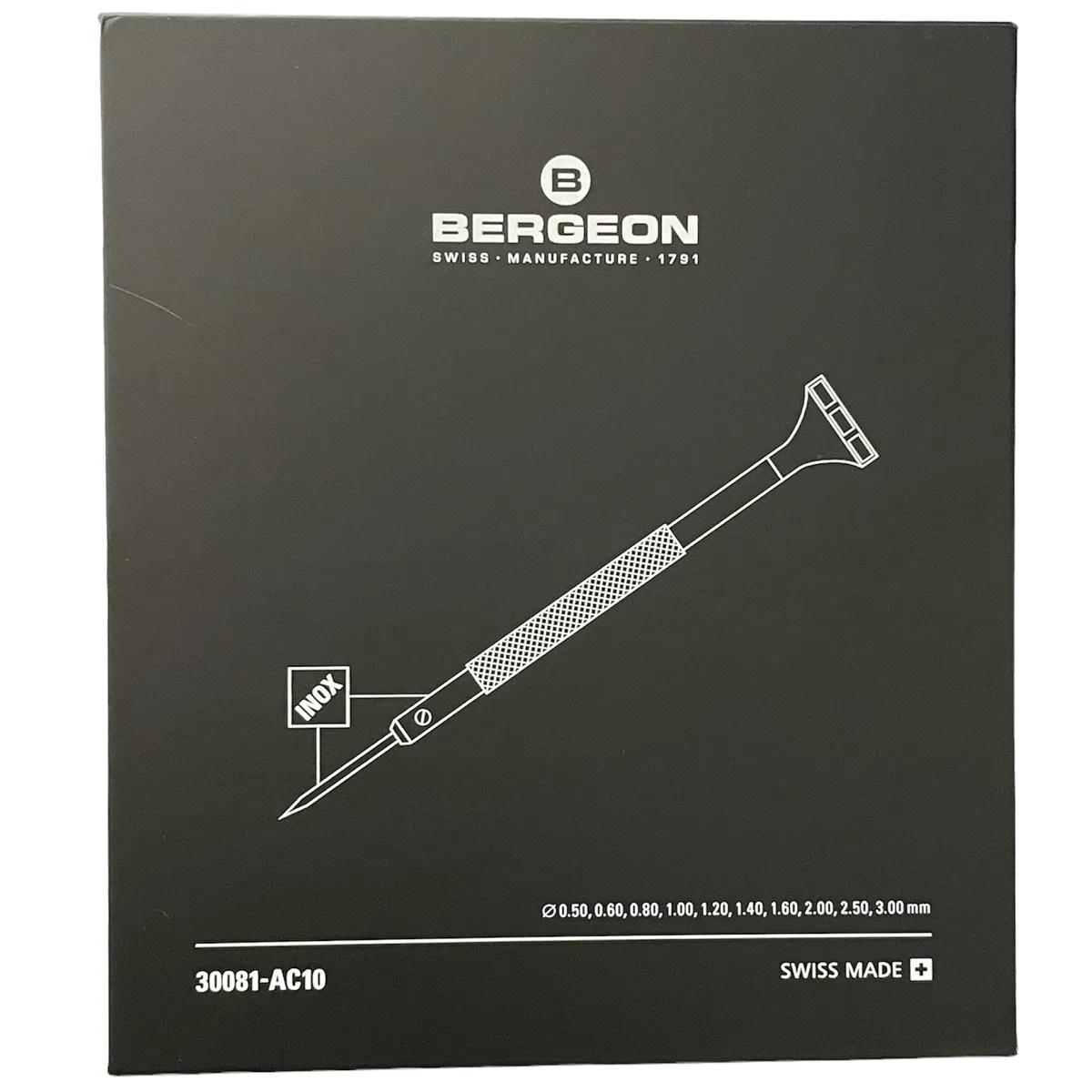 BERGEON 30081-AC10 - Set di 10 cacciaviti per orologiai in acciaio inox, in scatola di legno