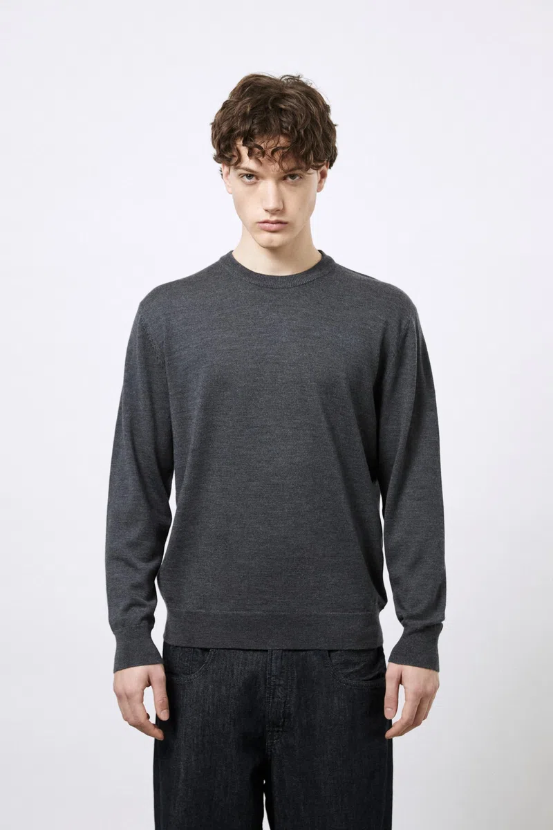 Diana Studio - Maglione Girocollo Basico in 100% Lana Merino, Uomo, Tinta Unita, Maniche Lunghe, Regular Fit