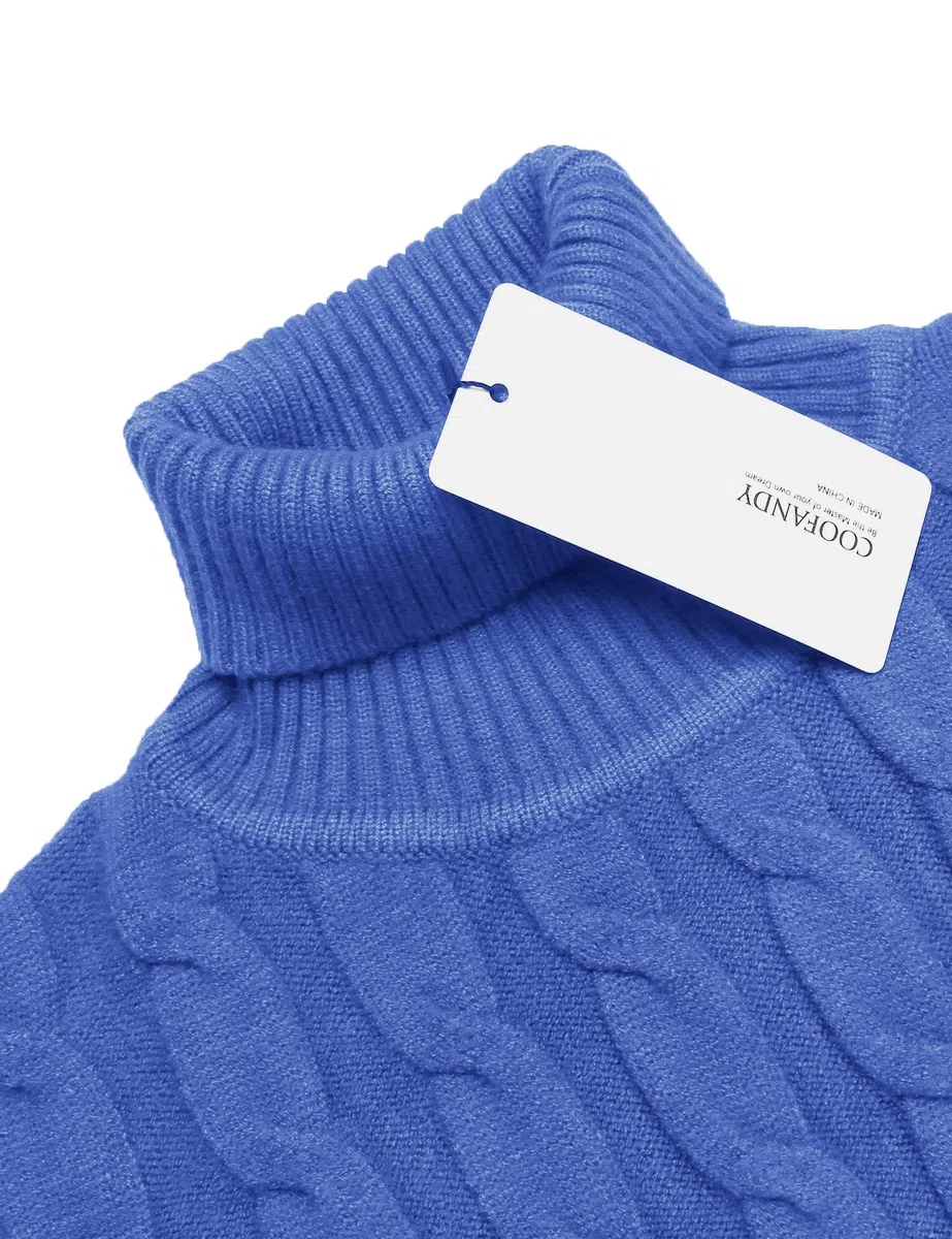 COOFANDY Maglione da uomo slim fit a collo alto, maglione casual lavorato a maglia ritorta