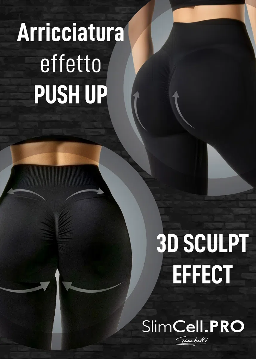 Leggins Push Up 3D Sculpt con Arricciatura - Leggings Push Up Glutei Casual, Leggins Donna Vita Alta, Microfibra Elasticizzata, Scrunch - Made in Italy