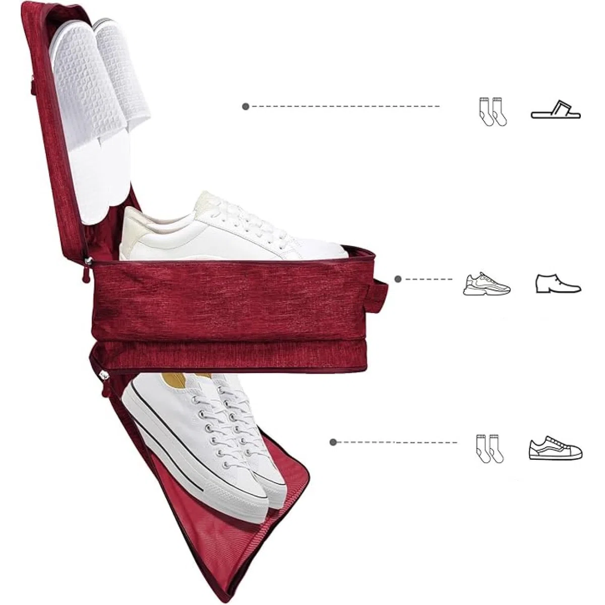 Borsa per Scarpe da Viaggio, Organizer Portascarpe per Sneaker, Sacchetti Portascarpe con Finestrella,Sacca Portascarpe per Casa, Trasparente Sacchetto per Scarpe Accessorio (rosso)