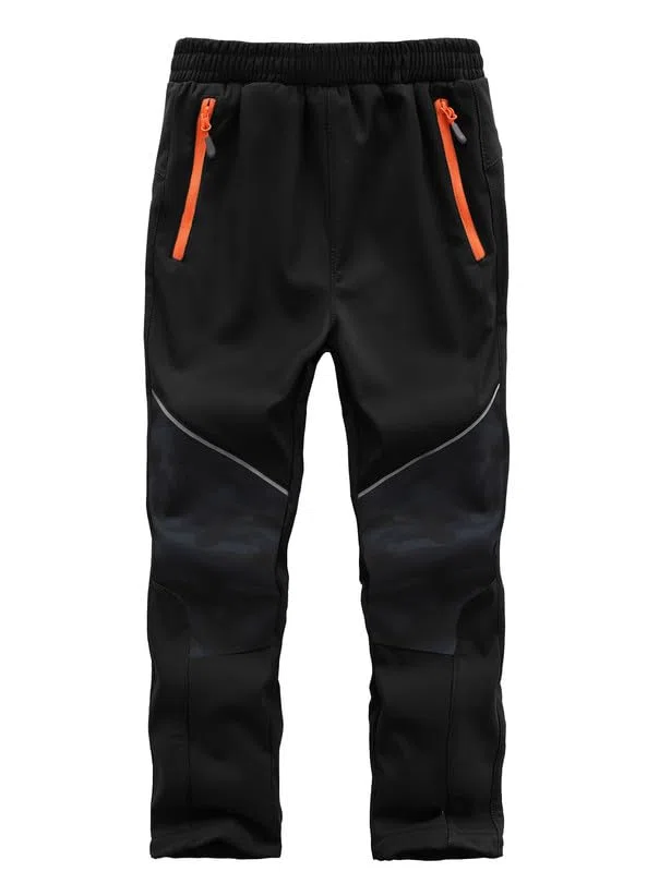 Pantaloni Sci Bambino Pantaloni Trekking Softshell da Neve, Impermeabili e Anti Vento Pantalone Bambini con Fodera in Pile