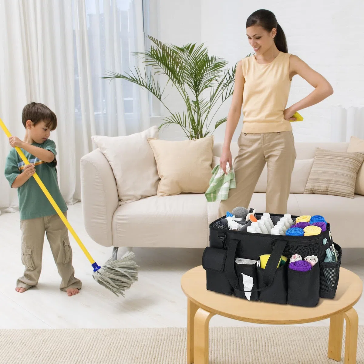 Borsa Portaoggetti per la Pulizia Borsa Contenitore con Grande Capacità | Organizzatore Multifunzionale Per Pulizie per Donna Cucina Bagno Viaggio Auto e Casa
