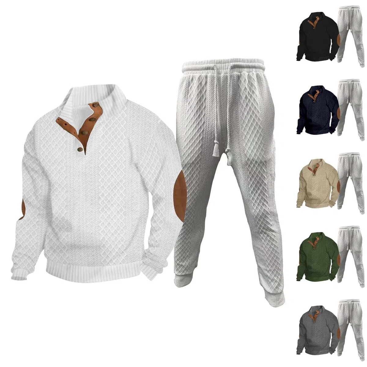 Generisch Tuta per il tempo libero da uomo, in cotone, set da maglia, tuta jacquard, tuta da jogging, a maniche lunghe, abbigliamento sportivo e pantaloni sportivi, per uomini e abbigliamento sportivo