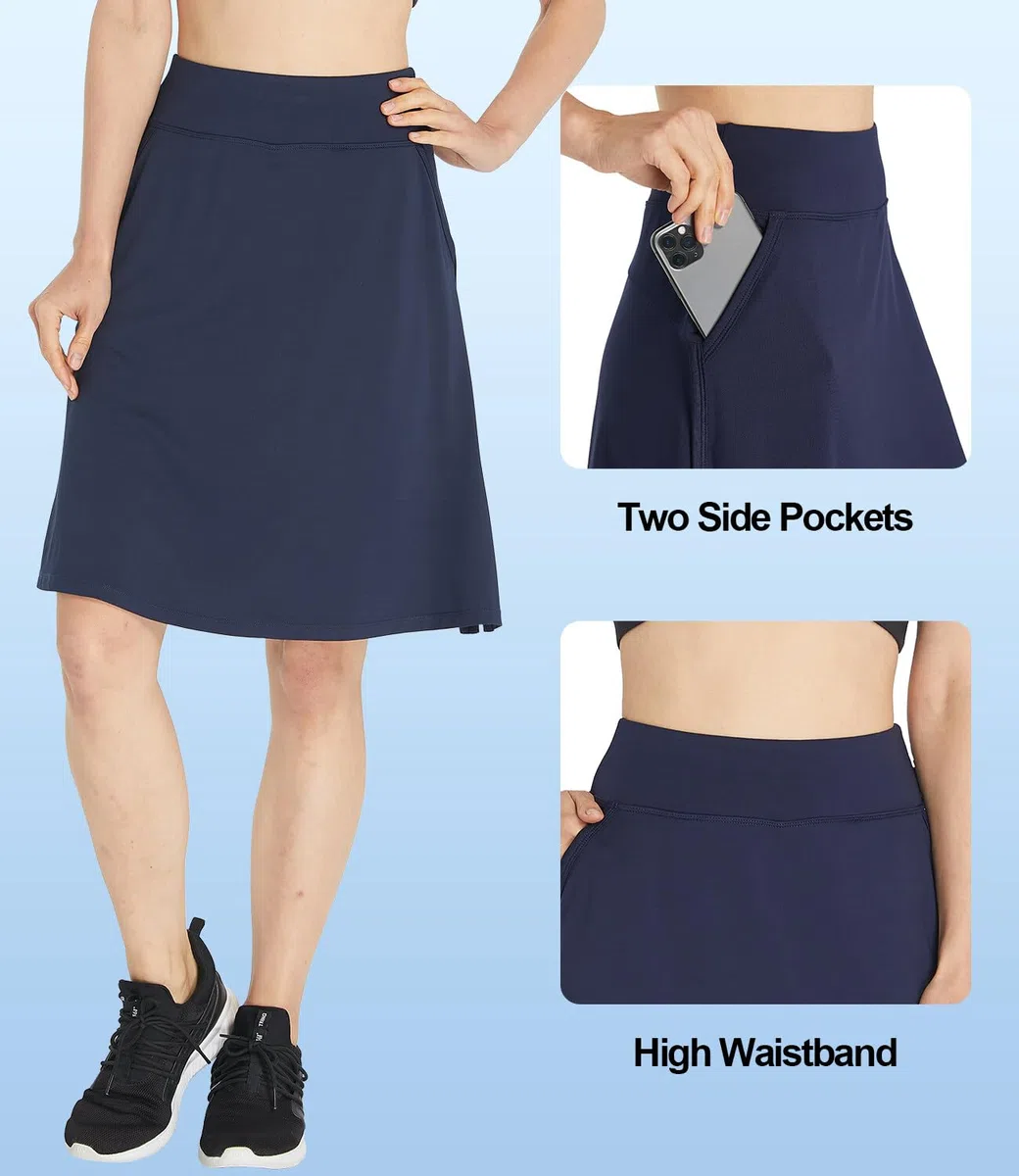 Gonna Golf Donna al Ginocchio Gonna Pantalone Estiva Gonne con Pantalono Interni & Tasca Skort per Trekking Escursionismo Tennis B-Marina Militare L