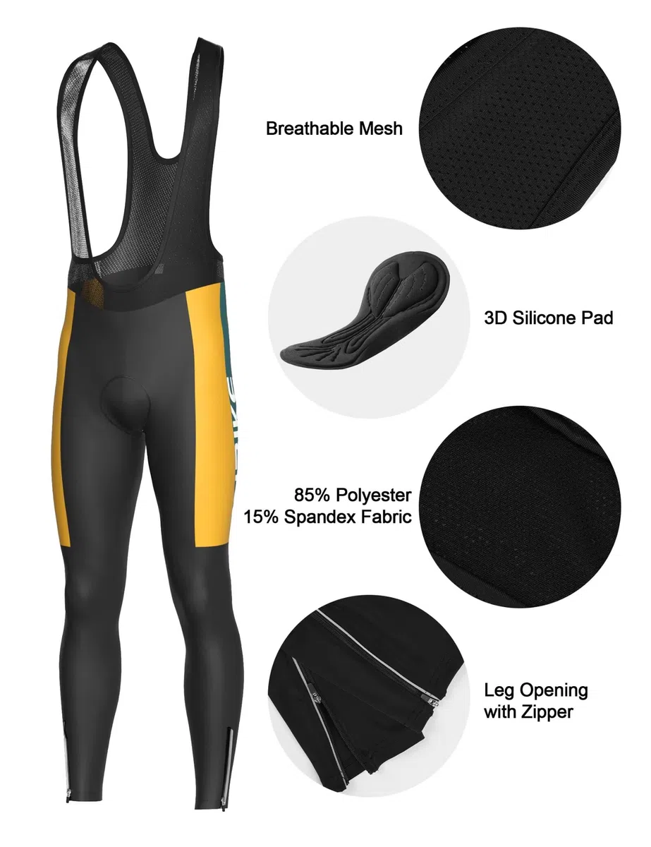 INBIKE Set di abbigliamento da ciclismo da uomo, maglia a maniche lunghe con 3 tasche posteriori, pantaloni da ciclismo imbottiti 3D traspiranti