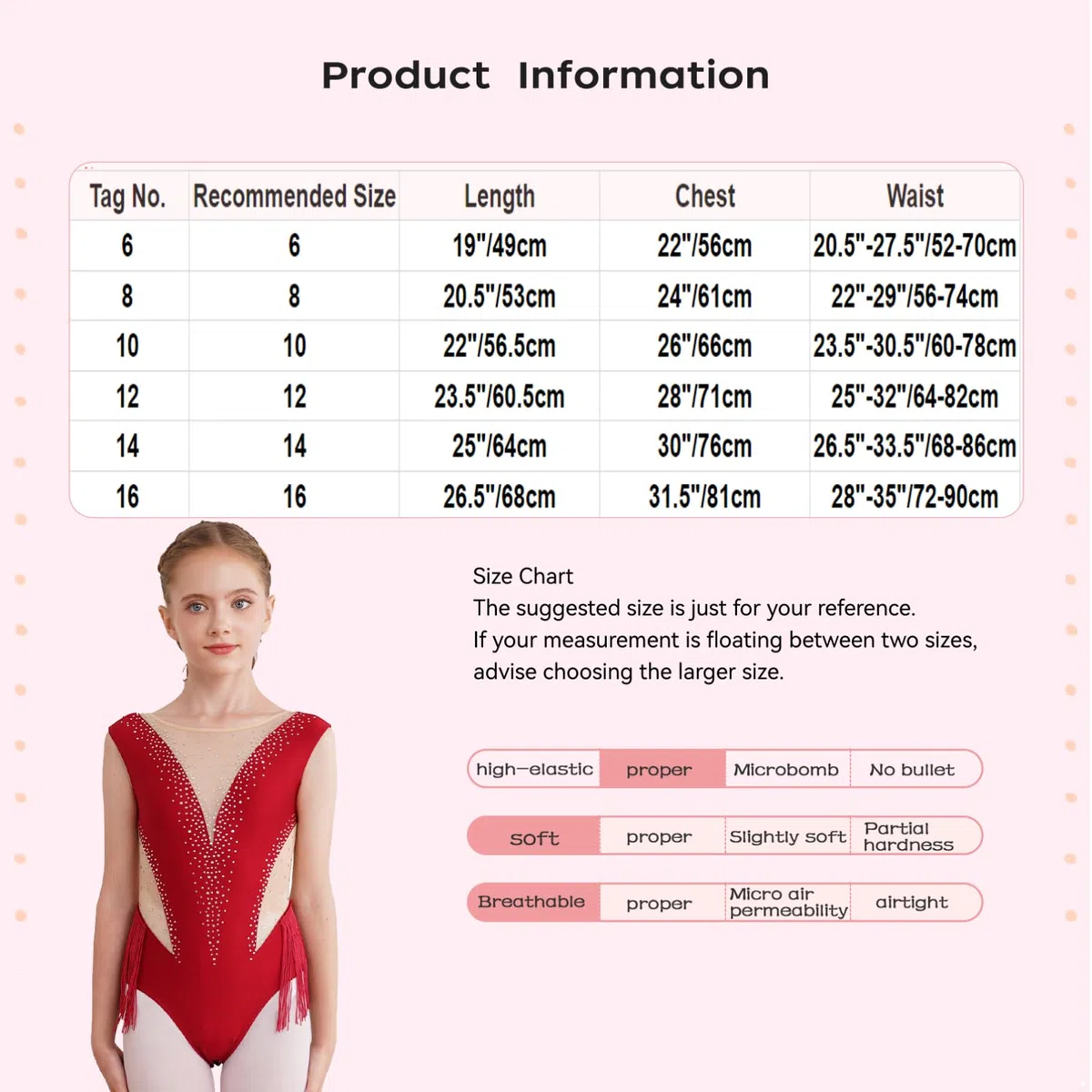 inhzoy Body Danza Bambina Balletto Body Danza Classica Moderna Senza Maniche Nappe Strass Leotards Pattinaggio Artistico Bodysuit Ginnastica Ritmica Costume da Danza, 6-16 Anni