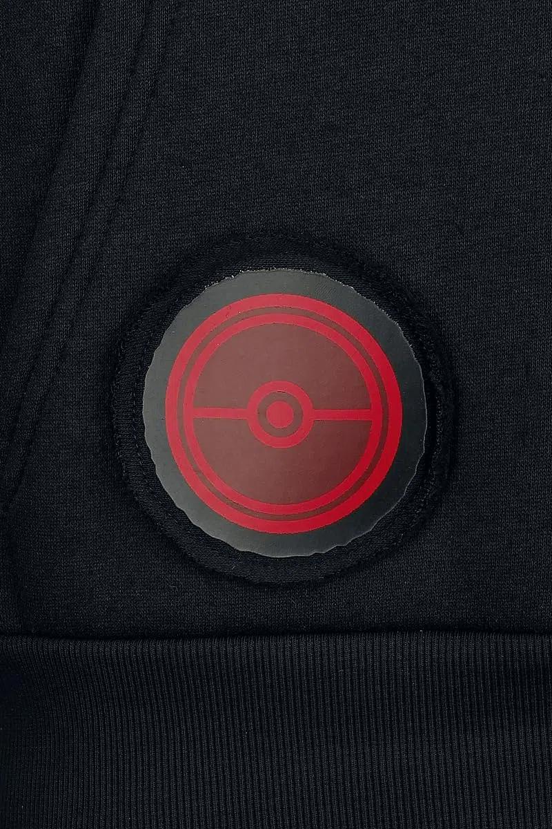 Pokémon Heat Logo - Black on Black Uomo Felpa con Cappuccio Nero 65% Cotone, 35% Poliestere Regular