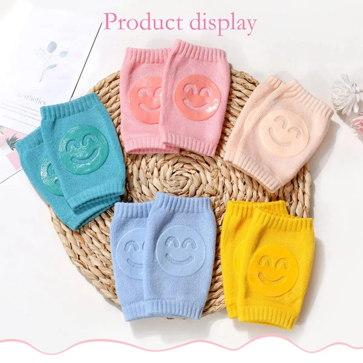 Ginocchiere per Gattonare, Set da 5 Pezzi, Colorate, Gommini Antiscivolo per Una Presa sicura, Aiuto per Gattonare, per Bambini, per Gattonare, Scaldamuscoli in Gomma Cotone Unisex