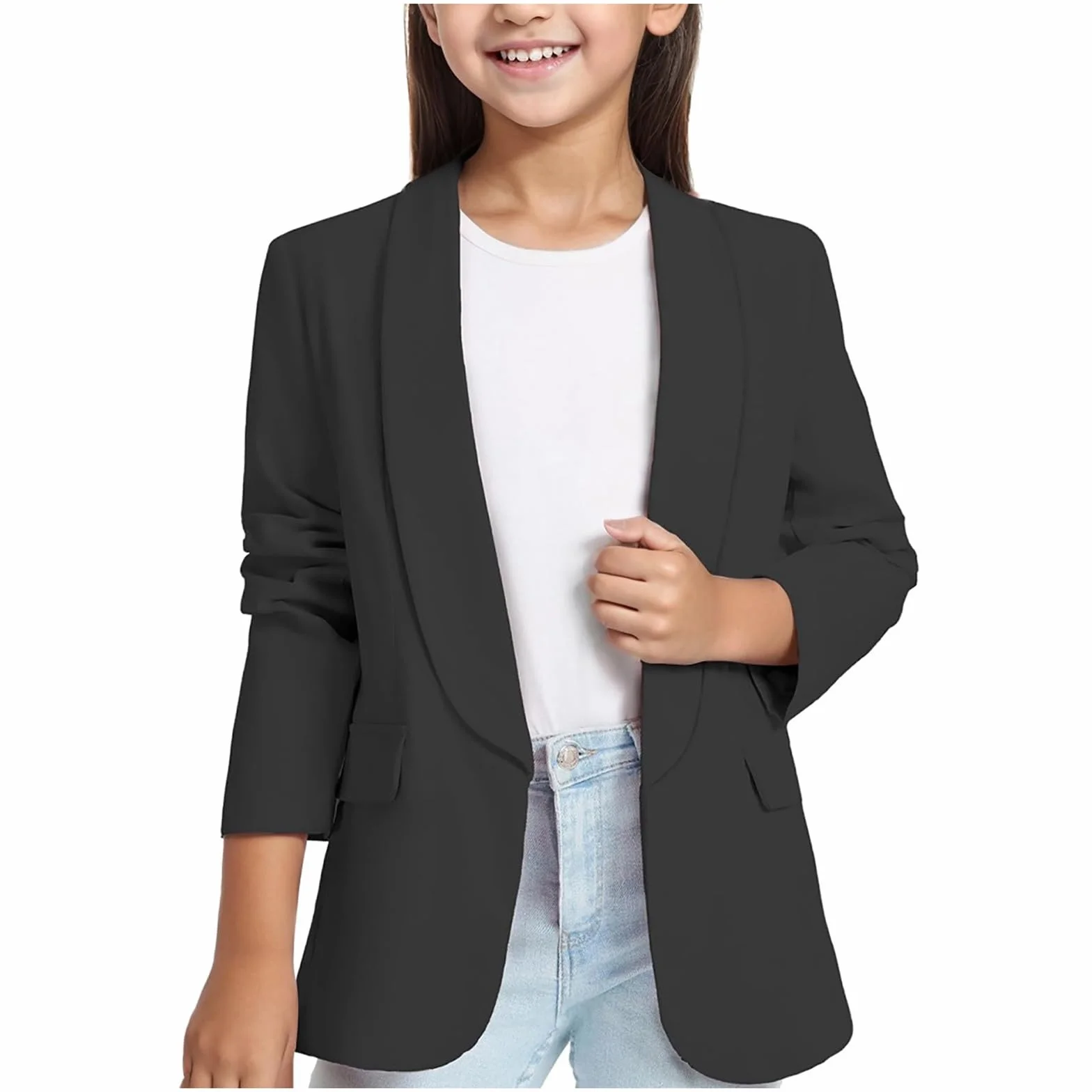 Blazer Bambina - Giacca Elegante Maniche Lunghe a Risvolto, Leggera e Traspirante per Primavera e Estiva, Casual Comoda con Tasche, Taglie 3-14 Anni