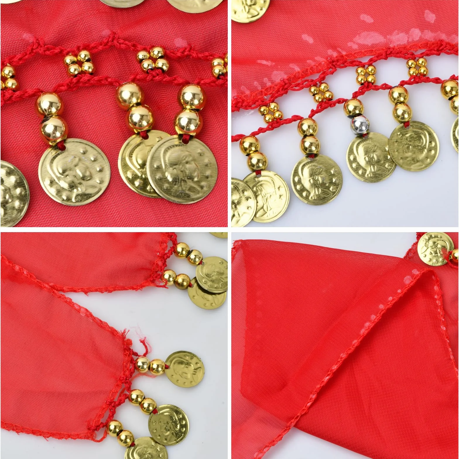 Cintura di Danza del Ventre Donna, Sciarpa Chiffon per Danza del Ventre, Gonna di Danza del Ventre con Moneta d'oro per Spettacoli Festa