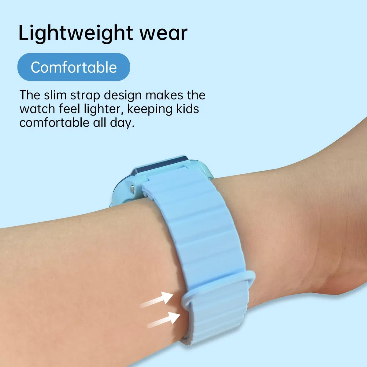 Set 4 in 1, compatibile con la custodia protettiva per display e cinturino in silicone e cordino, protegge il set di combinazione di orologi del tuo bambino (blu Z3)