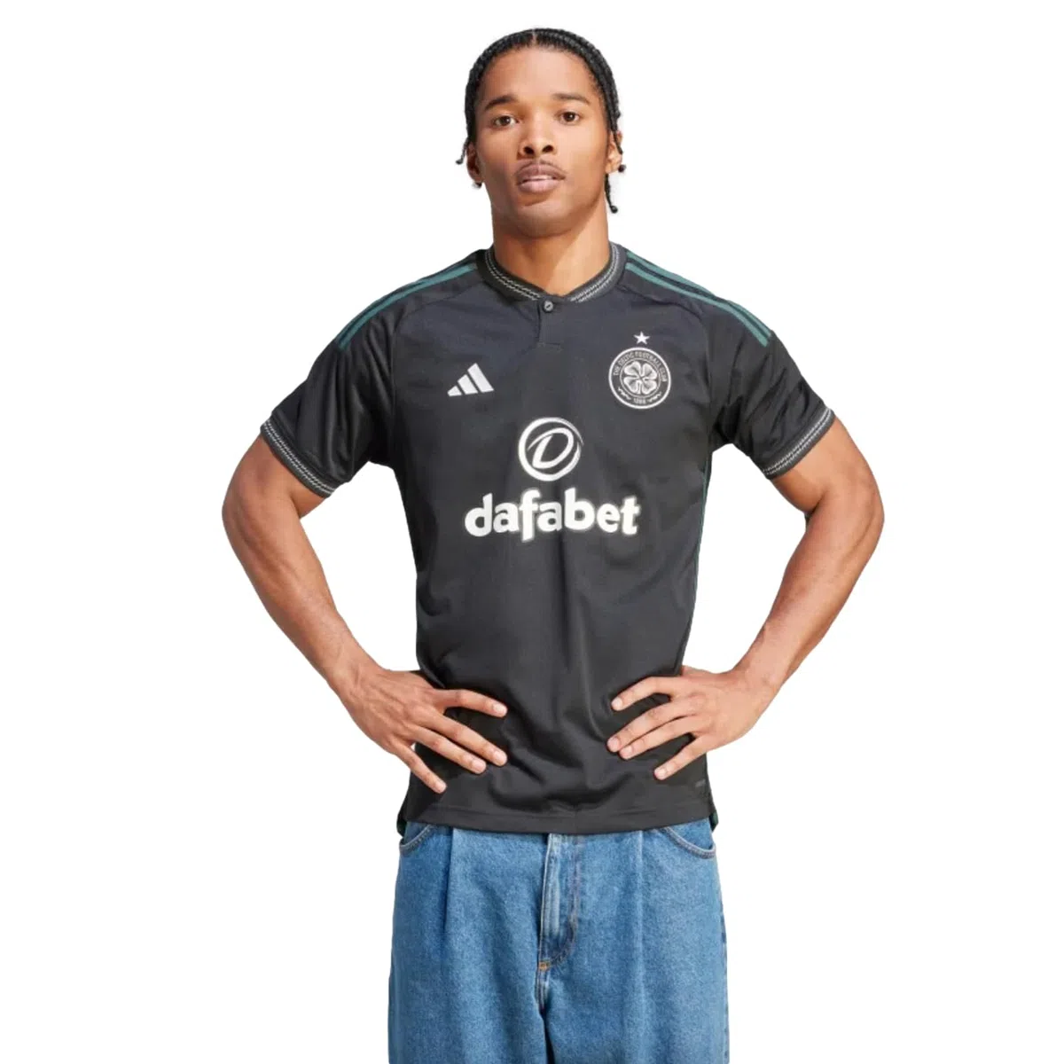 adidas Maglia da calcio Celtic 23/24 Away da uomo, colore nero, avvolta nel patrimonio scozzese, assorbe l'umidità