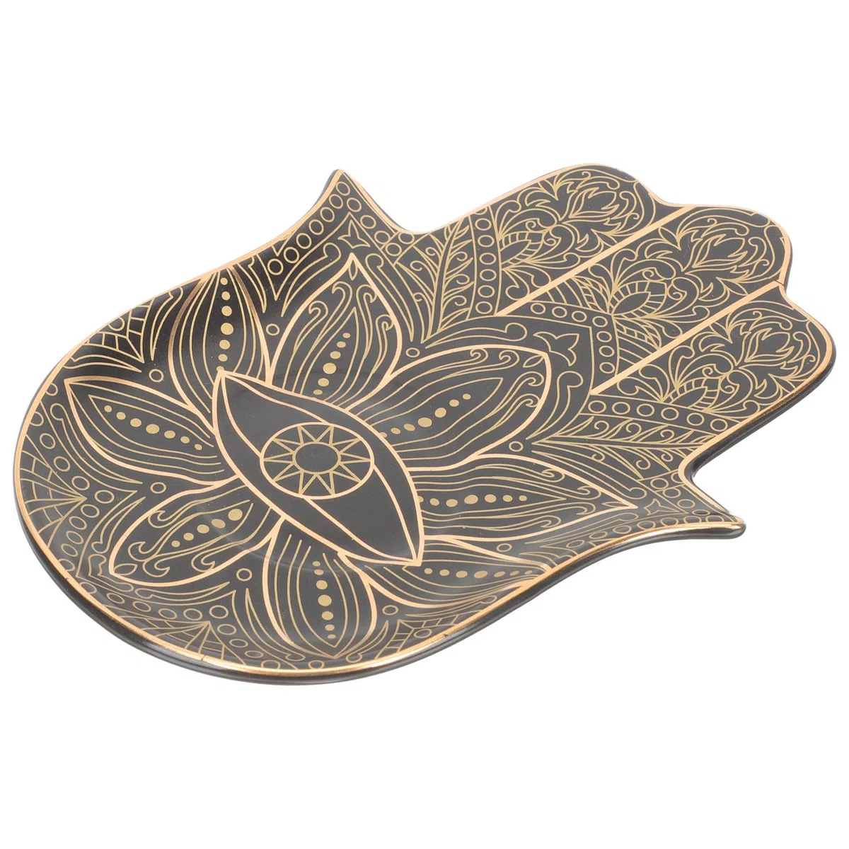 SHERCHPRY Vassoio in Ceramica Decorativo Mano di Fatima, Sottobicchiere da Tavolo Multifunzione, Piatto Espositore per Gioielli e Organizer per Scrivania, Regalo la Casa e Ufficio