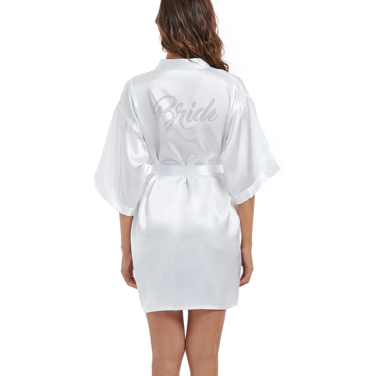 Vestaglia Bride Bianca Sposa da Kimono Donna Accappatoi e Vestito da Sposa Camicia da Notte Abito Satin Sexy Pigiama in Raso Scollo
