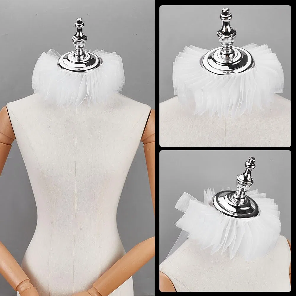 NBEADS Increspatura Collo Collare, Collo Da Clown Colletto con Volant Braccio Colletto con Volant In Pizzo Mantello Elisabetta Polsini con Volant per Completi di Costumi Medievali Colletti