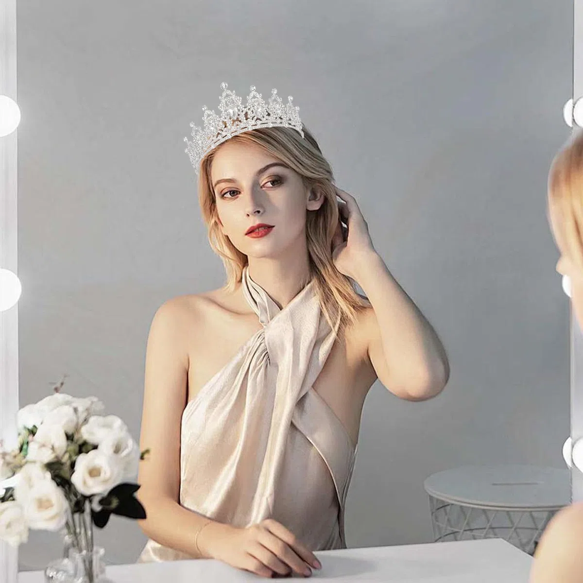 Tiara Corona di Cristallo,Corona da Donna,Tiara Sposa,Cristallo Strass Diadema,Diadema Principessa,Tiara Corona Strass,Corona Regina per Compleanno,Nozze,Spettacolo,Ballo di Fine Anno Festa