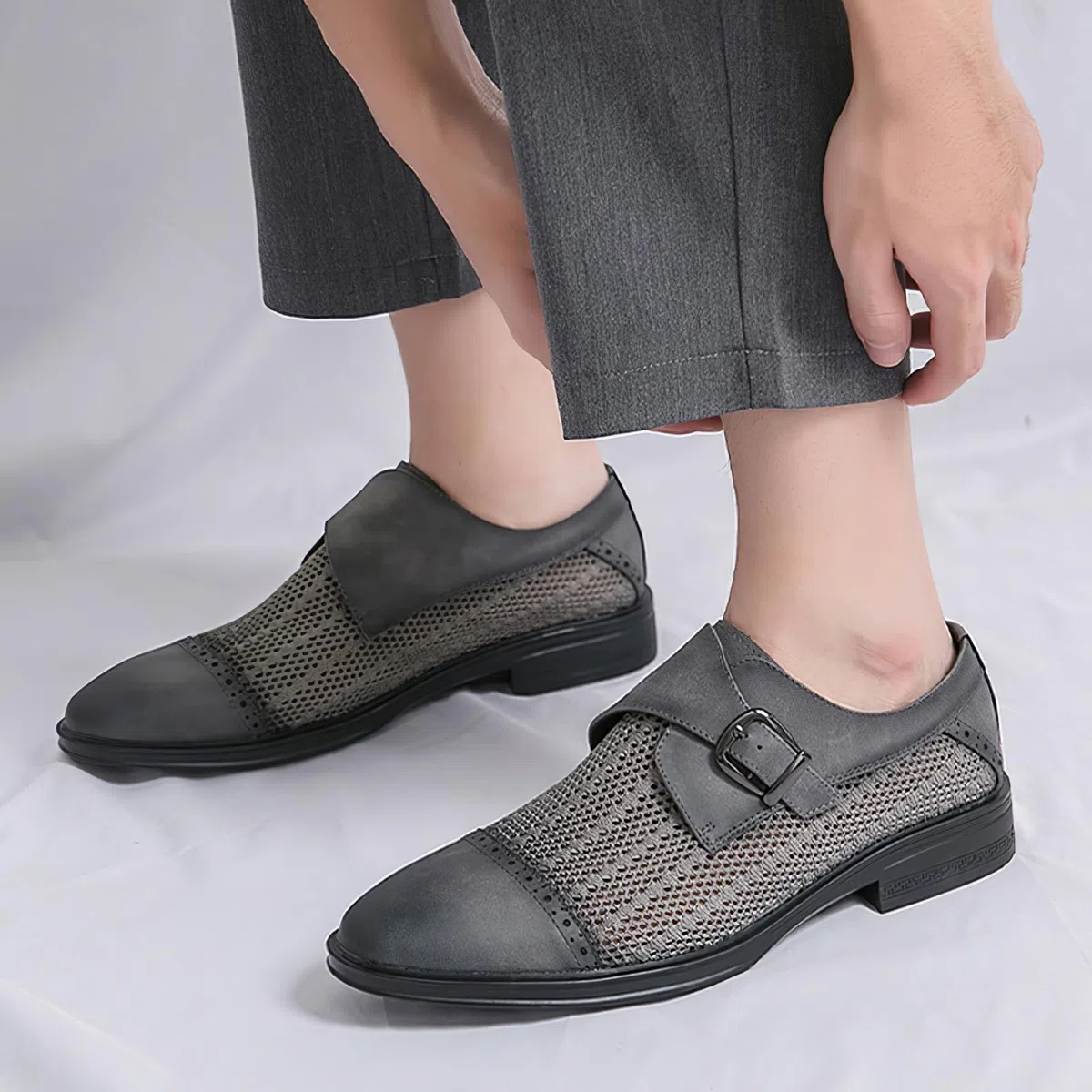 ANUFER Uomo Incavato Estate Scarpe da Sera Bello Singolo Fibbia del Monaco Scarpe da Lavoro