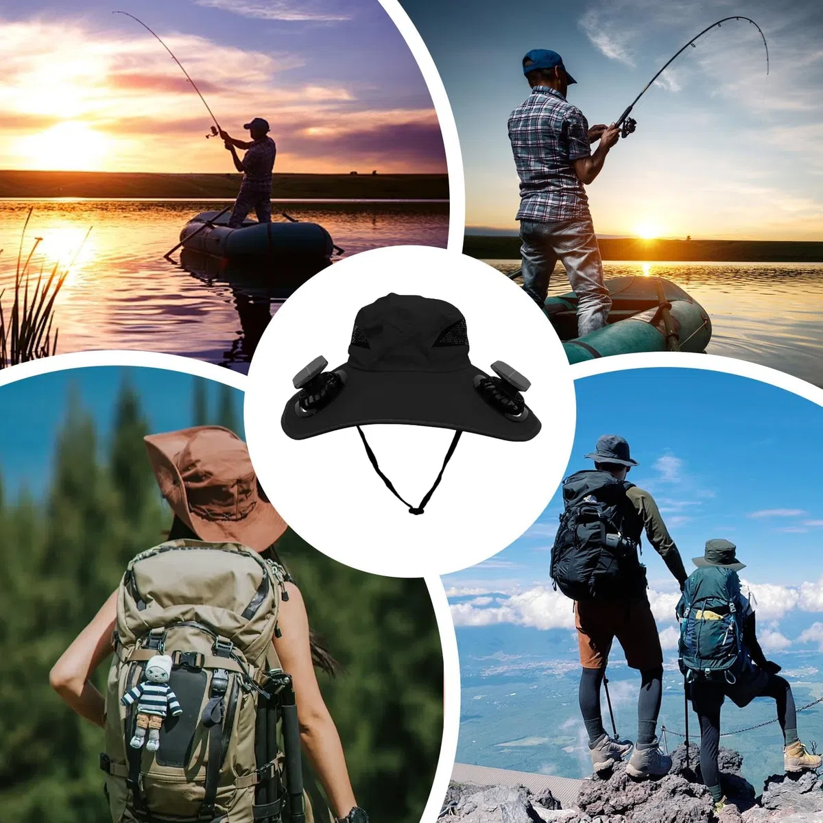 Cappello Ventilatore Solare Cappello da Pesca Esterno UPF50+ | Copricapo Rinfrescante per Sport Viaggio Spiaggia Pesca Escursioni Campeggio