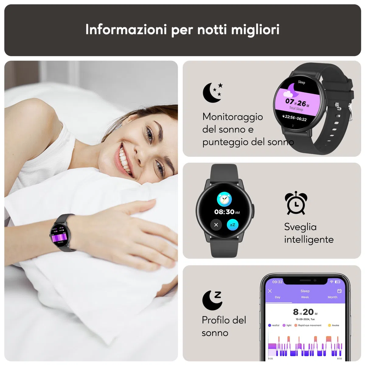 AcclaFit Smartwatch Donna Uomo, 1.38" Touch Screen Smartwatch con Effettua/Risposta Chiamate, Fitness Tracker con Pressione Sanguigna e Monitor Sonno, 120+ Sport Step Counter per Android iOS