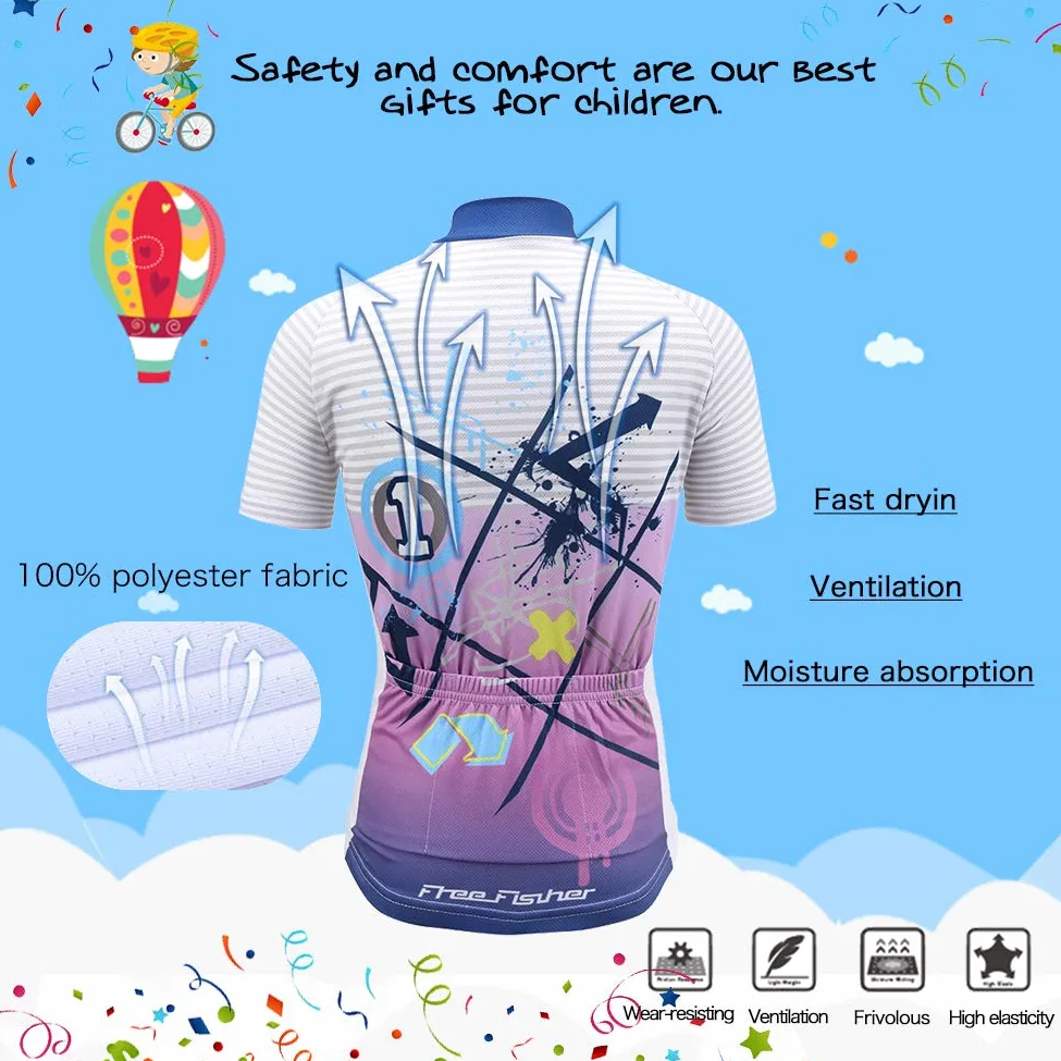 Set di maglia da ciclismo per bambini, a maniche corte, per bici da strada, mountain bike