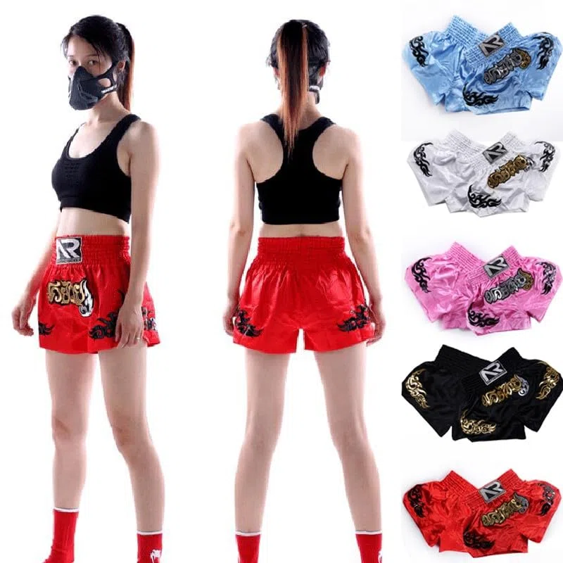 Pantaloncini da boxe da donna, con elastico in vita, per Muay Thai, MMA, allenamento, arti marziali, kickboxing, taglia M, rosa