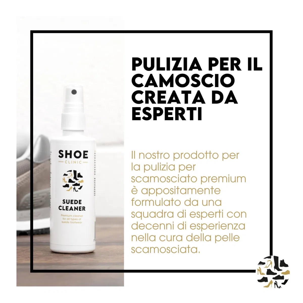 Shoe Clinic Kit di pulizia per scarpe spazzola per nabuk e camoscio e detergente per scarpe in pelle e camoscio per stivali, scarpe da ginnastica e scarpe da 125 ml