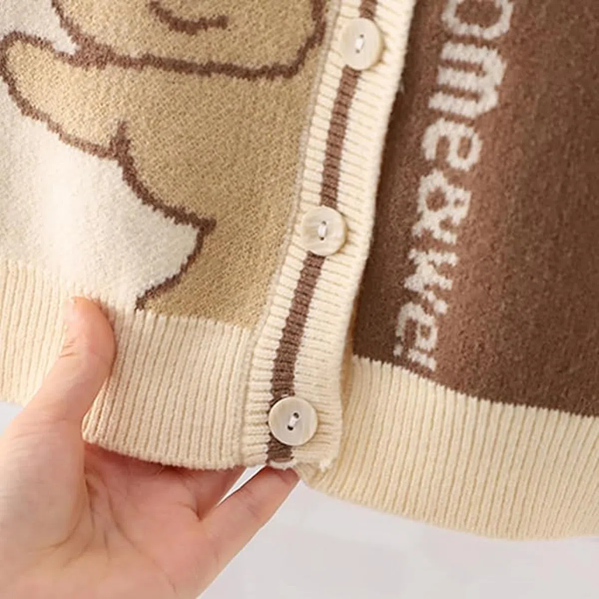 Gilet a Maglia Bambini con Bottoni Gilet Abbottonato per Bimbi Cardigan con Scollo a V Stampa Orso Carino Unisex 6 Mesi-5 Anni Autunno Primavera