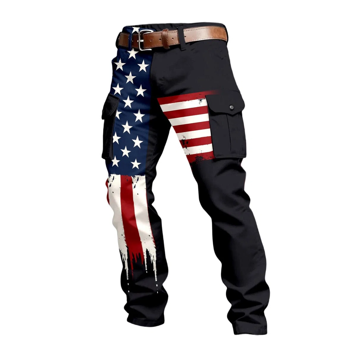 Pantaloni sportivi da uomo con bandiera americana, pantaloni lunghi con tasche, pantaloni sportivi estivi, tasche laterali, pantaloni per il tempo libero, palestra, allenamento
