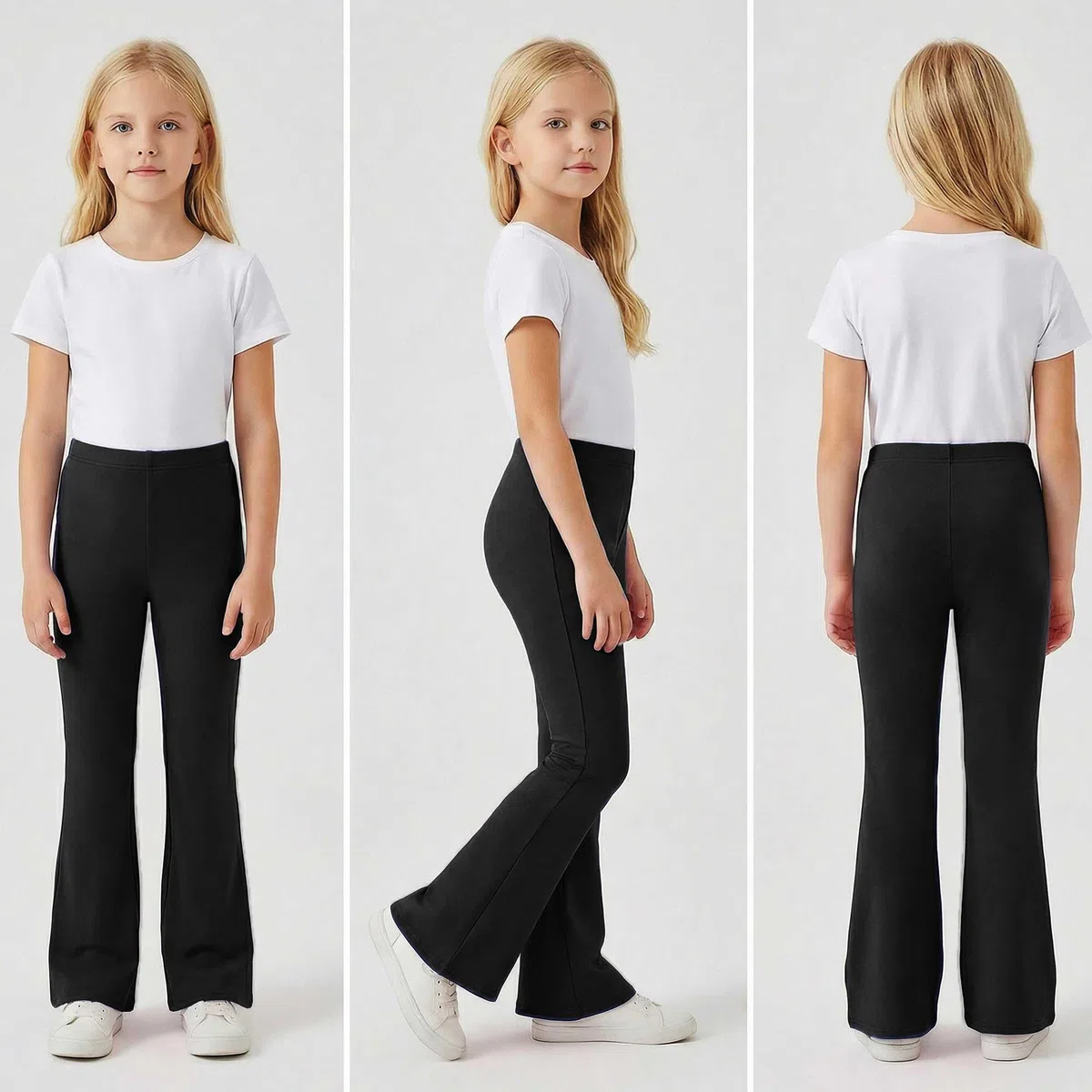 Leggings Flared Bambina Cotone a Zampa Pantaloni Svasati Traspirante Comodi e Morbidi Leggins Elasticizzati Casual Bootcut Sportive Danza Ragazze Abbigliamento per 7-16 Anni