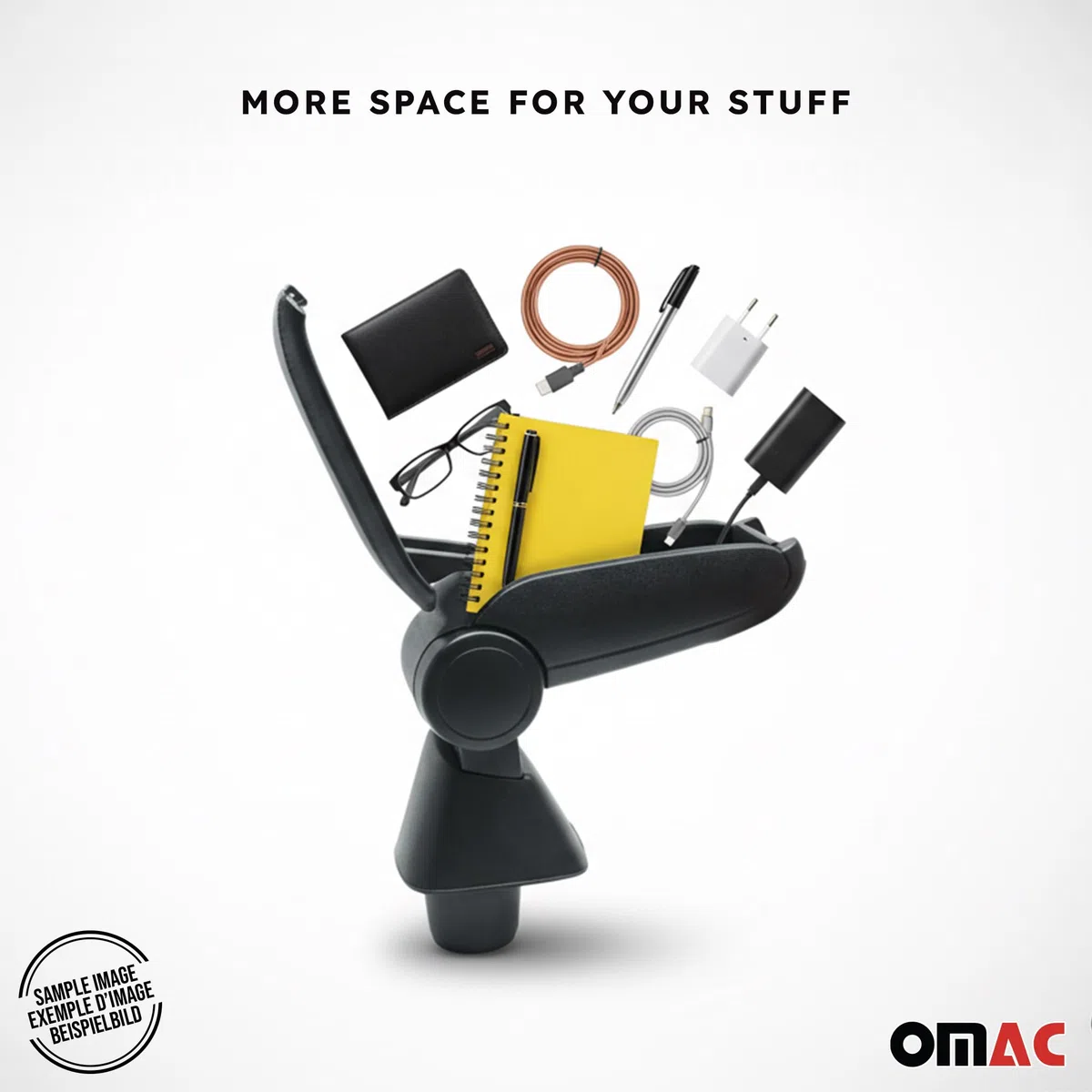 OMAC Armlehne per Fiat 500 500C 2016-2021 Facelift Modelle - Snap-On - ABS + Kunstleder - Keine Bohrung o Installation - Einfache Montage Black