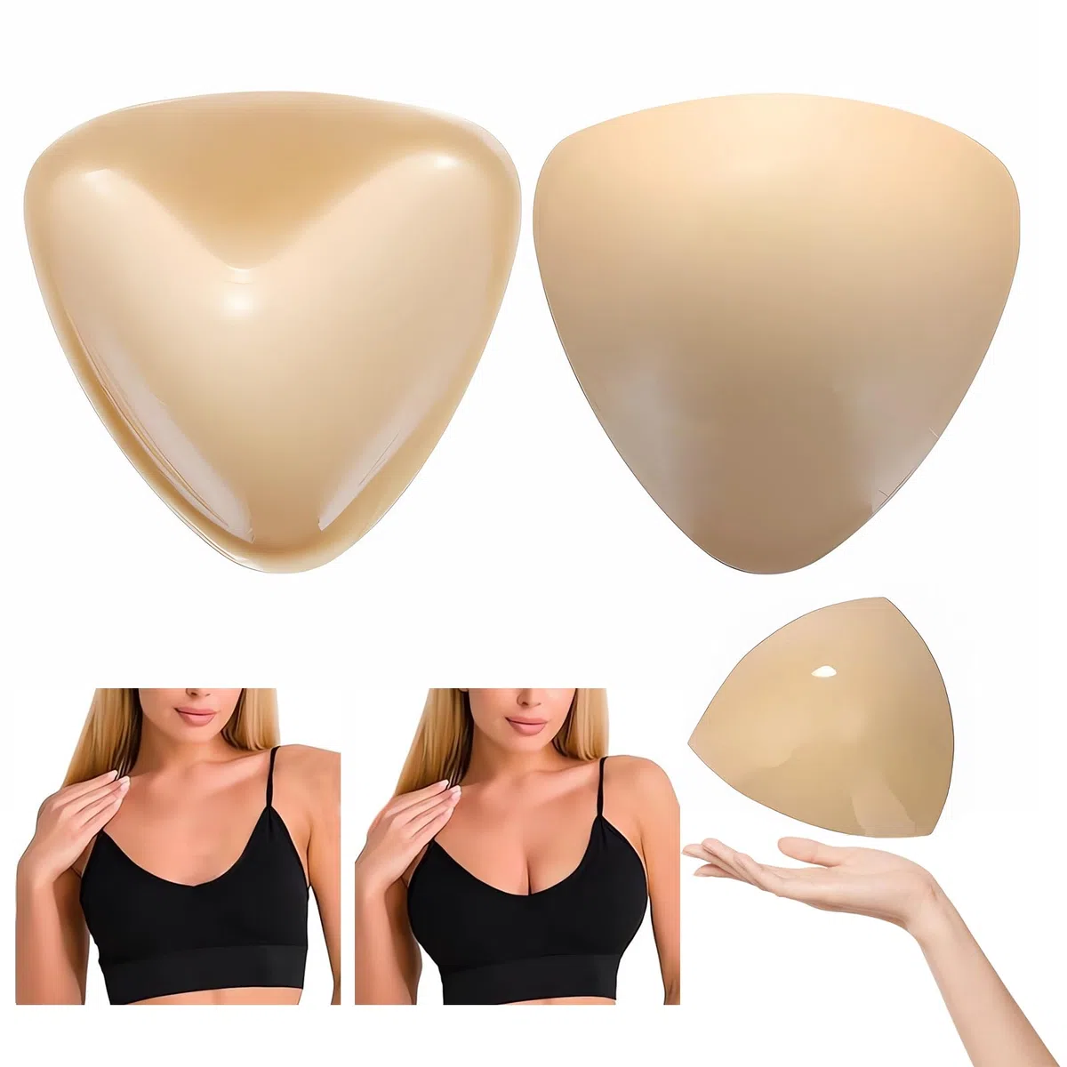 DabbOo 2 Pezzi Coppe Adesive Seno Push Up Silicon Imbottitura Reggiseno Cuscinetti Push up Riutilizzabili Coppe Push Up Adesive Adatti per Bikini da Donna, Matrimonio