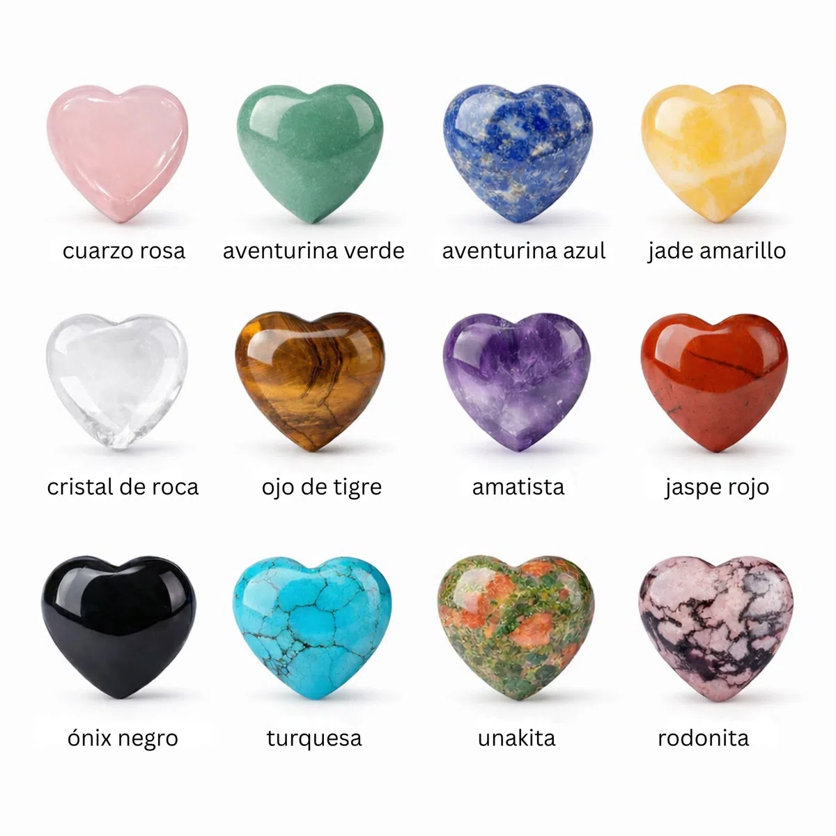 MilaBoo Set di 12 pietre naturali a forma di cuore, in due misure, 20 x 10 mm o 25 x 14 mm, piccoli cuori in sacchetto di organza bianco